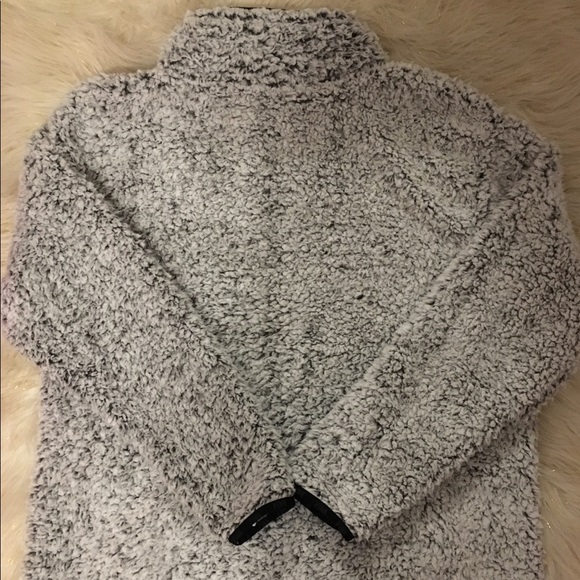VS PINK Marl Grey Sherpa Quarter Zip - Picture 3 of 8